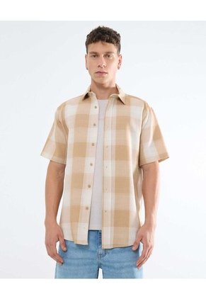 Camisa Para Hombre Manga Corta Color Cafe Claro Marca Seven Seven #45012059