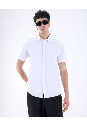 Camisa Para Hombre Manga Corta  Color Hueso Marca Seven Seven #45012085 Seven Seven