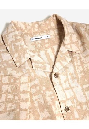 Camisa Resort Estampada  Para Hombre Taupe Seven Seven