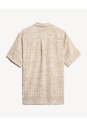 Camisa Resort Estampada  Para Hombre Taupe Seven Seven