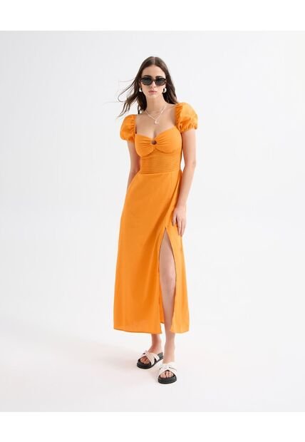 Vestido Para Mujer M/C Largo Color Naranja Marca Seven Seven #28171359