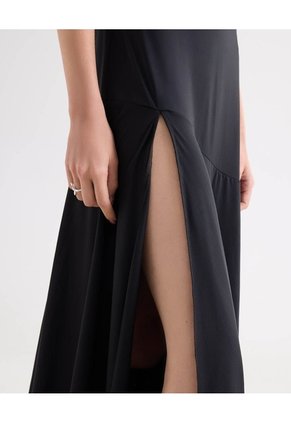 Vestido Maxi Fluido  Para Mujer Negro Seven Seven