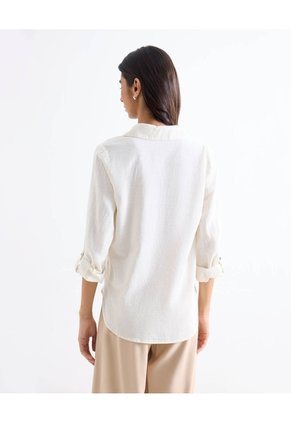 Blusa Camisera Holgada Para Mujer Marfil Seven Seven