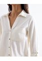 Blusa Camisera Holgada  Para Mujer Marfil Seven Seven de Seven Seven