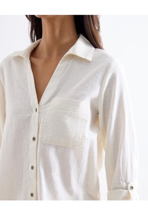 Blusa Camisera Holgada Para Mujer Marfil Seven Seven