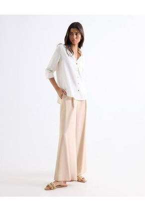 Blusa Camisera Holgada Para Mujer Marfil Seven Seven