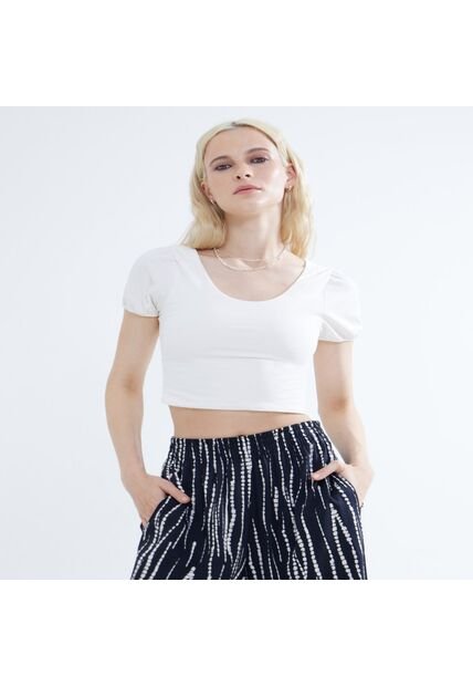 Camiseta Para Mujer Manga Corta Color Marfil Marca Seven Seven #28095691