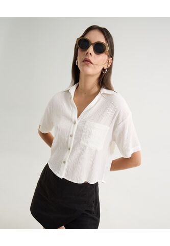 Blusa Para Mujer Manga Corta Color Crudo Marca Seven Seven #28124039 Seven Seven