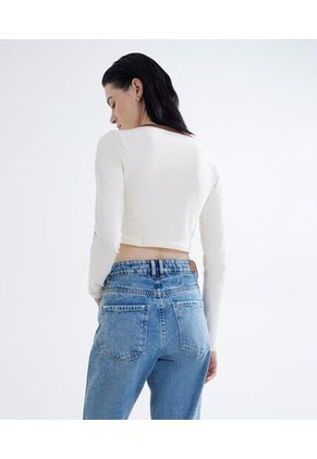 Crop Top Para Mujer Manga Larga Color Cafe  Marca Seven Seven #28095667