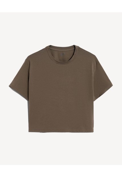 Camiseta Crop Amplia  Para Mujer Verde Seven Seven