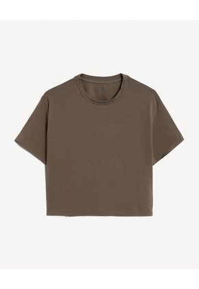 Camiseta Crop Amplia Para Mujer Verde Seven Seven
