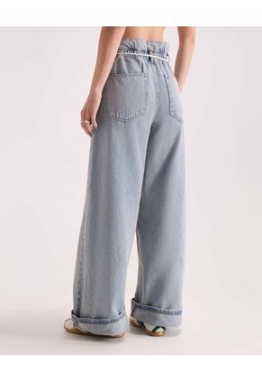 Jean Wide Leg Paper Bag Para Mujer Azul Seven Seven