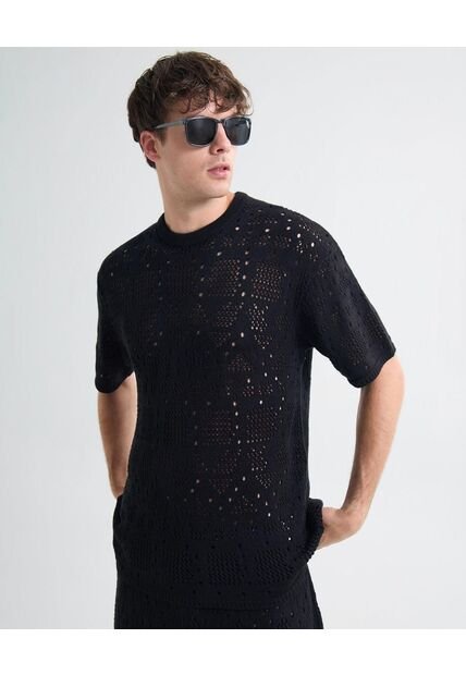 Camiseta Para Hombre Manga Corta Cuello Redondo Color Negro Marca Seven Seven #45092714