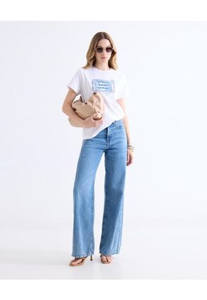 Camiseta  Para Mujer Manga Corta Cuello Redondo Color Marfil Marca Seven Seven #28096601