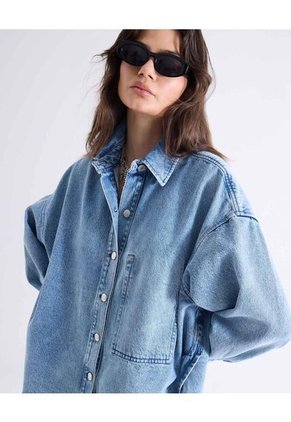 Camisa Para Mujer Manga Larga Color Azul Marca Seven Seven #28010024