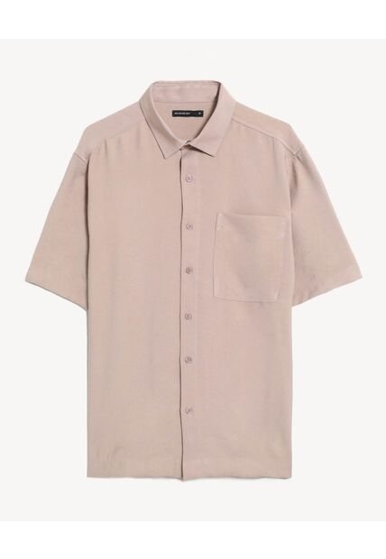 Camisa  Para Hombre Manga Corta Con Bolsillo Cuello C Color Taupe Marca Seven Seven #45012240