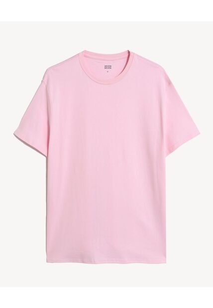 Camiseta  Para Mujer Manga Corta Cuello Redondo Color Rosa Marca Seven Seven #28096517