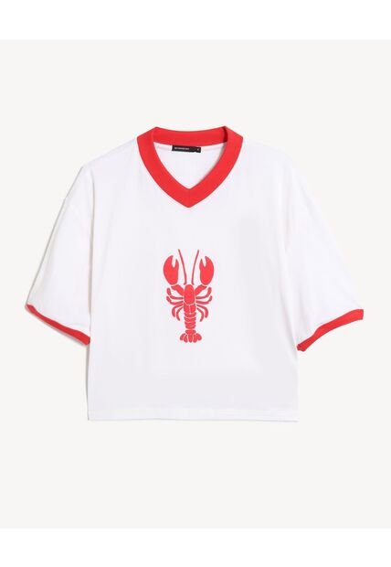 Camiseta  Para Mujer Manga Corta Cuello V Color Blanco Marca Seven Seven #28096641