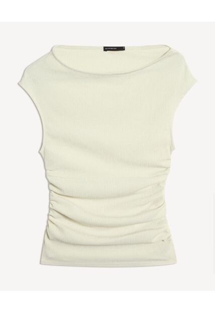 Camiseta  Para Mujer Manga Corta Cuello Redondo Color Marfil Marca Seven Seven #28096616