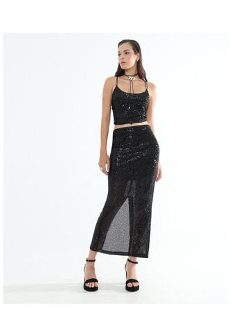 Falda Para Mujer Medio Color Negro Marca Seven Seven #28140894 Seven Seven