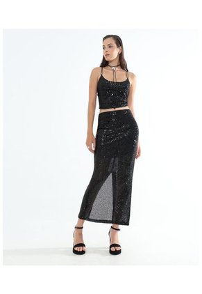 Falda Para Mujer Medio Color Negro Marca Seven Seven #28140894