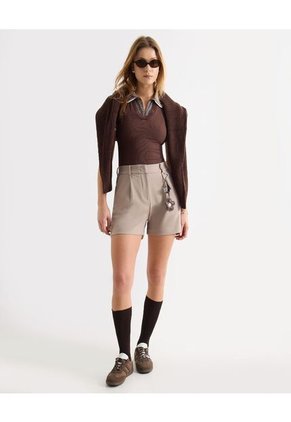 Saco  Para Mujer Cuello V Color Café Marca Seven Seven #28330686