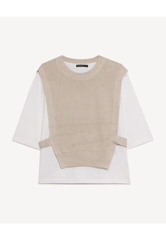 Camiseta  Para Mujer Manga Corta Cuello Redondo Color Beige Marca Seven Seven #28096619 Seven Seven