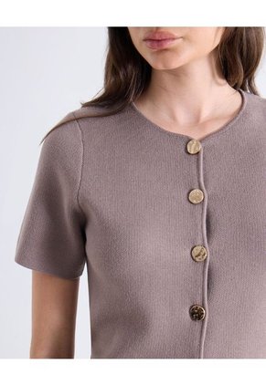 Camiseta  Para Mujer Manga Corta Cuello Redondo Color Taupe Marca Seven Seven #28096575