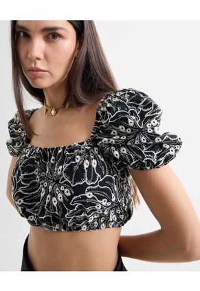 Blusa Para Mujer Manga Corta Color Negro Marca Seven Seven #28124033