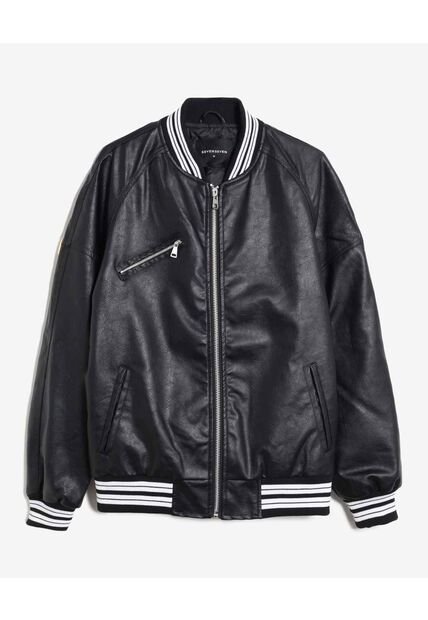 Chaqueta  Para Hombre Bomber Color Negro Marca Seven Seven #45080497