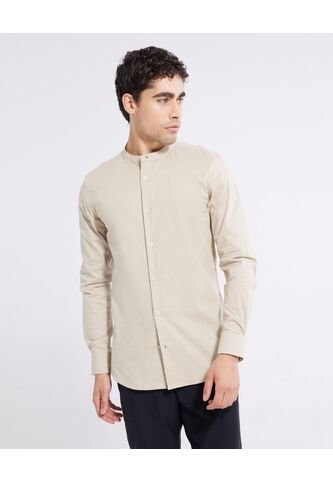 Camisa  Para Hombre Manga Larga Sin Bolsillo Color Camel Marca Seven Seven #45011903 Seven Seven