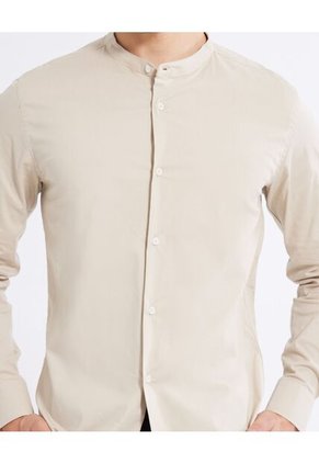 Camisa  Para Hombre Manga Larga Sin Bolsillo Color Camel Marca Seven Seven #45011903