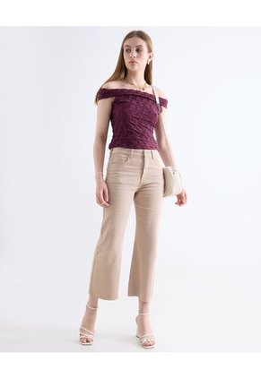 Camiseta  Para Mujer Crop Top Color Vino Marca Seven Seven #28096593