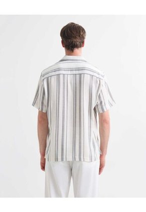 Camisa Resort A Rayas  Para Hombre Crema Seven Seven