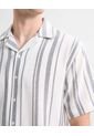 Camisa Resort A Rayas  Para Hombre Crema Seven Seven de Seven Seven