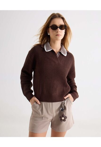 Camiseta  Para Mujer Manga Corta Moda Color Café Marca Seven Seven #28096508