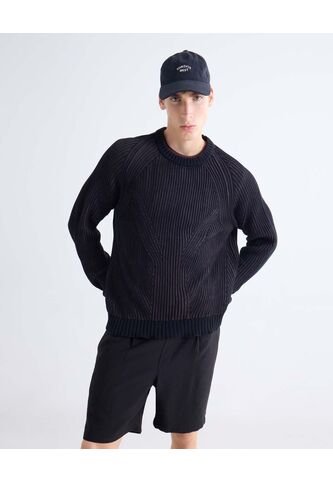 Saco  Para Hombre Cuello Redondo Color Negro Marca Seven Seven #45330257 Seven Seven