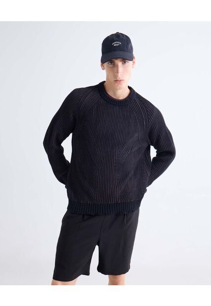 Saco  Para Hombre Cuello Redondo Color Negro Marca Seven Seven #45330257