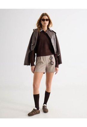 Camiseta  Para Mujer Manga Corta Moda Color Café Marca Seven Seven #28096508