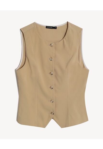 Chaleco  Para Mujer Plano Color Camel Marca Seven Seven #28250162