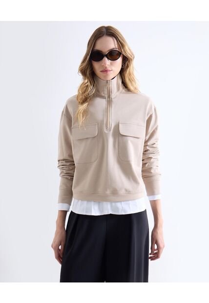 Buzo  Para Mujer Cuello Alto O Cuello Tortuga Color Beige Marca Seven Seven #28060468