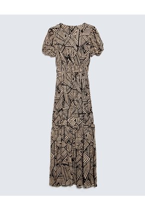 Vestido Estampado Botánico  Para Mujer Negro Seven Seven