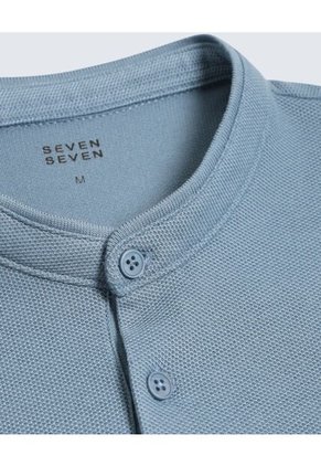 Polo Para Hombre Cuello Mao  Color Azul Medio Marca Seven Seven #45110836