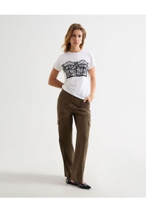 Pantalón Cargo  Para Mujer Café Seven Seven