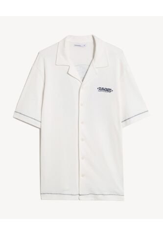 Camisa  Para Hombre Manga Corta Sin Bolsillo Cuello R Color Crema Marca Seven Seven #45012235 Seven Seven