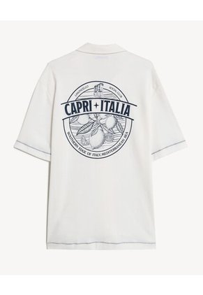 Camisa  Para Hombre Manga Corta Sin Bolsillo Cuello R Color Crema Marca Seven Seven #45012235