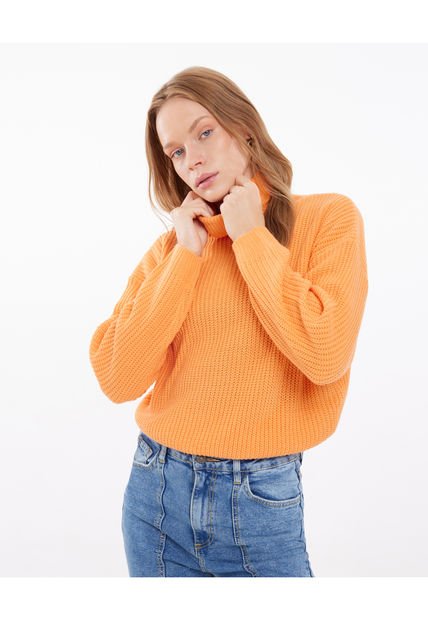 Saco Para Mujer Cuello Alto O Cuello Tortuga Color Naranja Marca Seven Seven #28330625