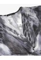 Blusa Torsión Estampada En Chiffon  Para Mujer Gris Seven Seven de Seven Seven