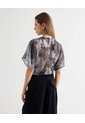 Blusa Torsión Estampada En Chiffon  Para Mujer Gris Seven Seven de Seven Seven