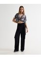 Blusa Torsión Estampada En Chiffon  Para Mujer Gris Seven Seven de Seven Seven